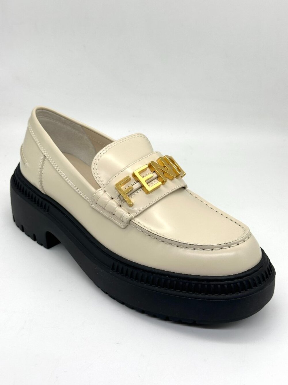 FENDI Fendigraphy Graphy Signature Logo Leather Platform Loafers Shoes - Picture 10 of 16
